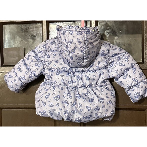 Wippette Kids Purple Puffer Coat Girls 12 Months Toddler Baby Floral Winter - Picture 3 of 13
